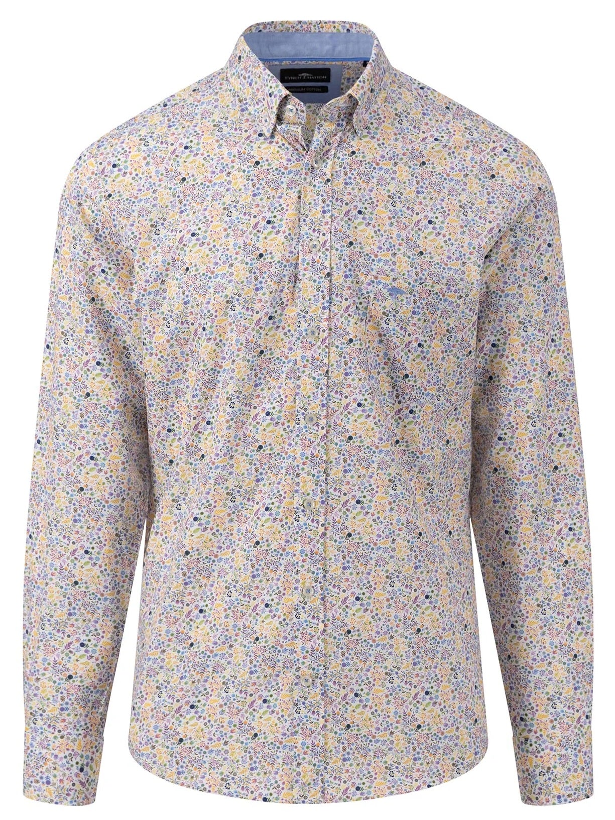 FYNCH HATTON Multi Print Shirt - Men's Soft Cotton – Dusty Lavender