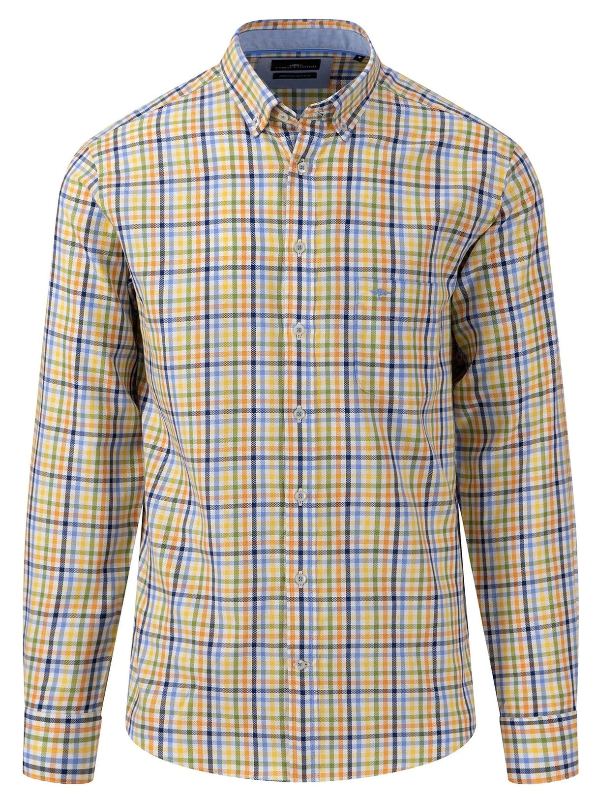 FYNCH HATTON Multi Print Shirt - Men's Soft Cotton – Leaf Green Check Fynch Hatton