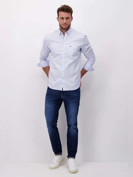 FYNCH HATTON Oxford Shirt - Men's Soft Cotton – Light Blue Check Fynch Hatton