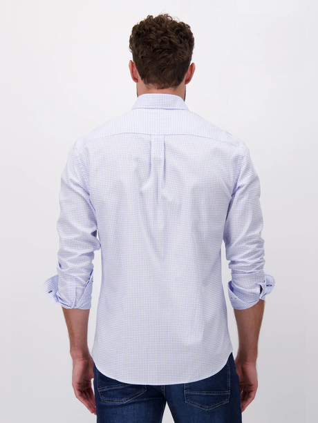 FYNCH HATTON Oxford Shirt - Men's Soft Cotton – Light Blue Check Fynch Hatton