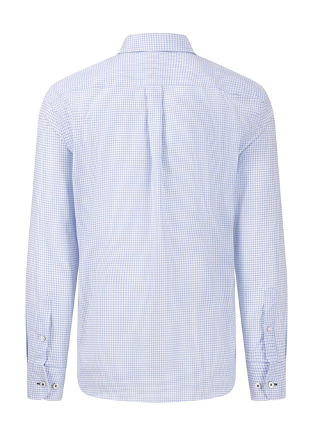 FYNCH HATTON Oxford Shirt - Men's Soft Cotton – Light Blue Check Fynch Hatton