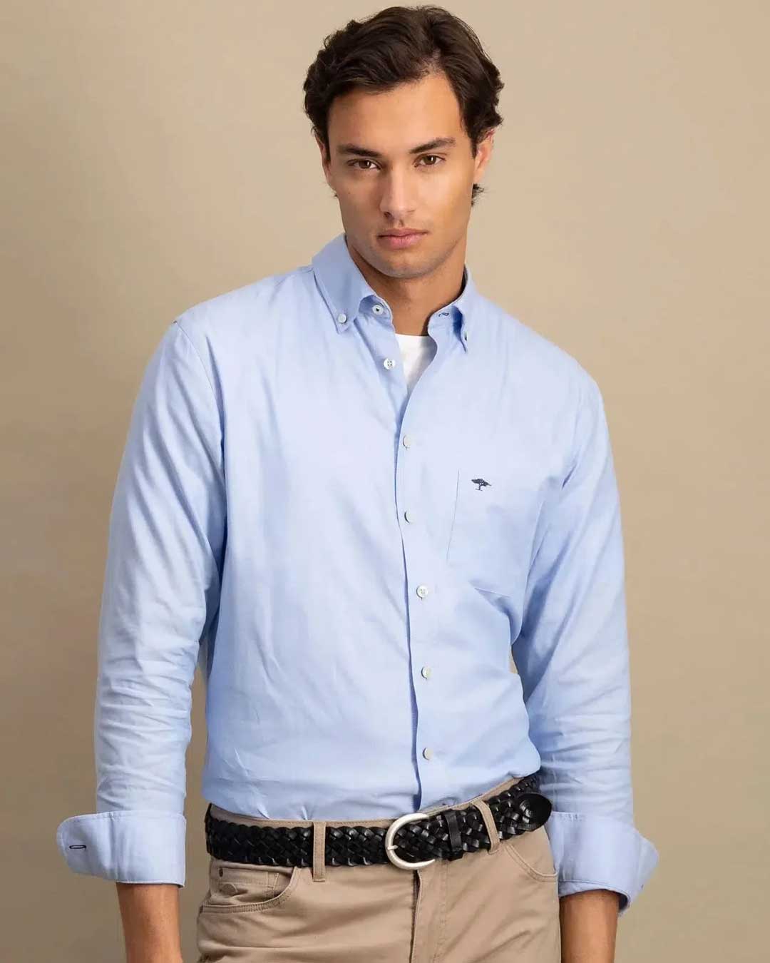 FYNCH HATTON Oxford Shirt - Men's Soft Cotton – Light Blue