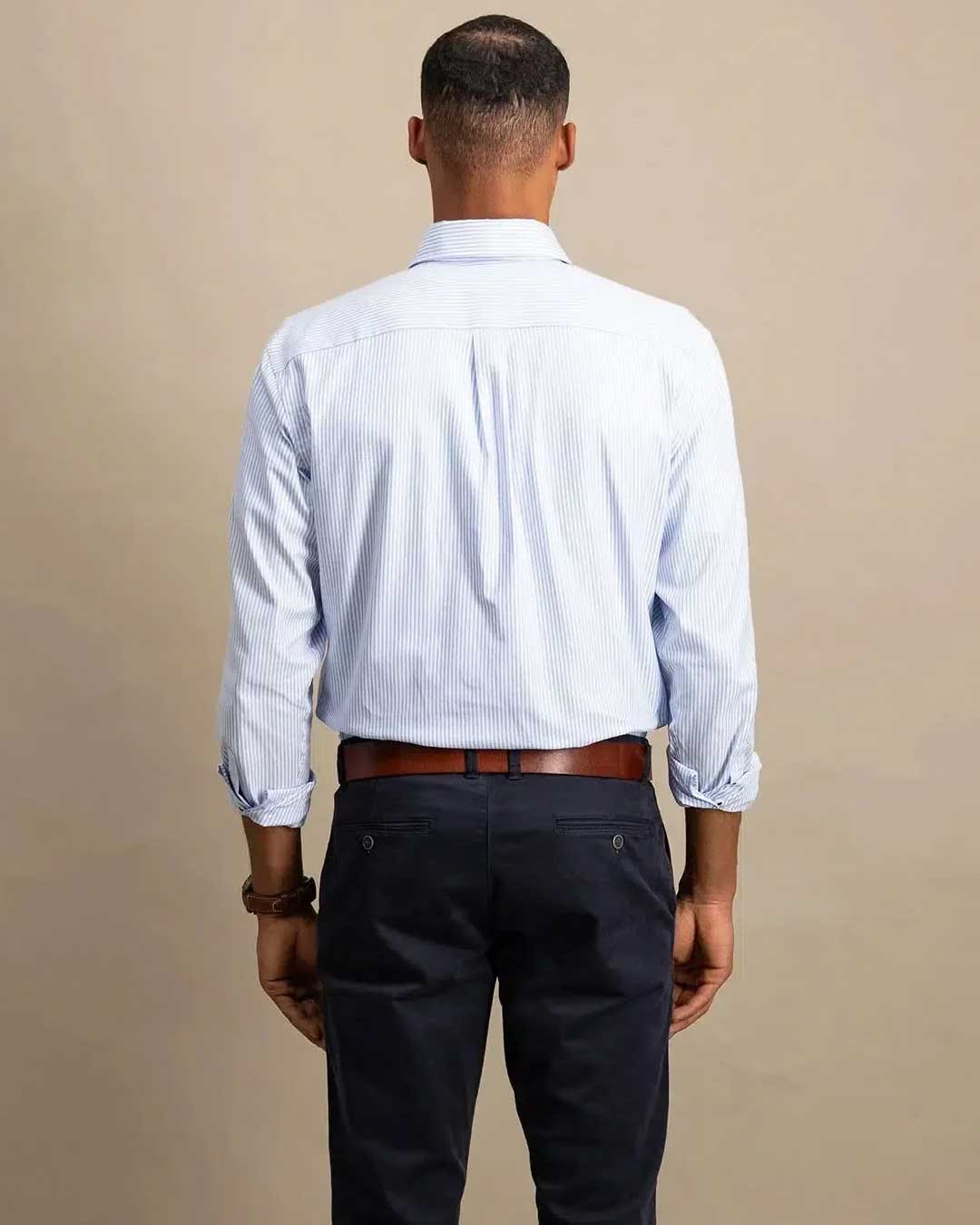 FYNCH HATTON Oxford Shirt - Men's Soft Cotton – Light Blue Stripe