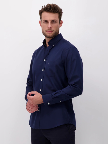 FYNCH HATTON Oxford Shirt - Men's Soft Cotton – Navy Fynch Hatton