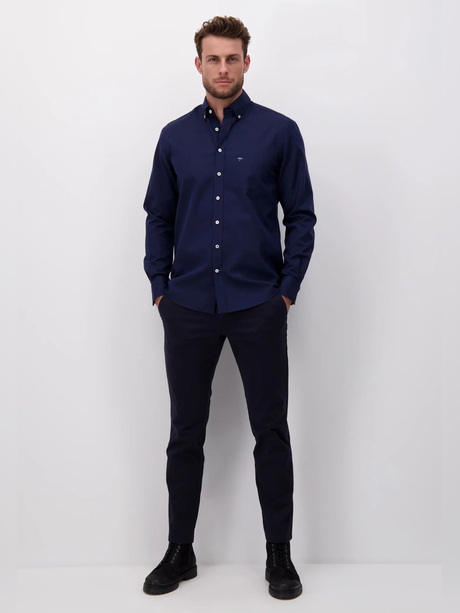 FYNCH HATTON Oxford Shirt - Men's Soft Cotton – Navy Fynch Hatton