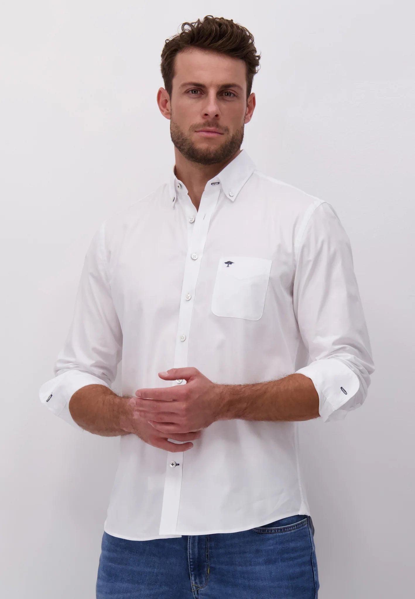 FYNCH HATTON Oxford Shirt - Men's Soft Cotton – White