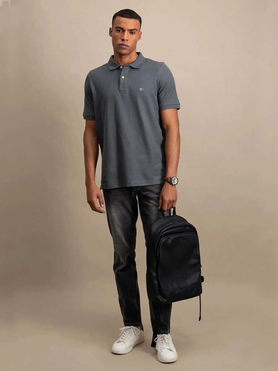 FYNCH HATTON Pique Polo Shirt - Men's Supima Cotton – Asphalt