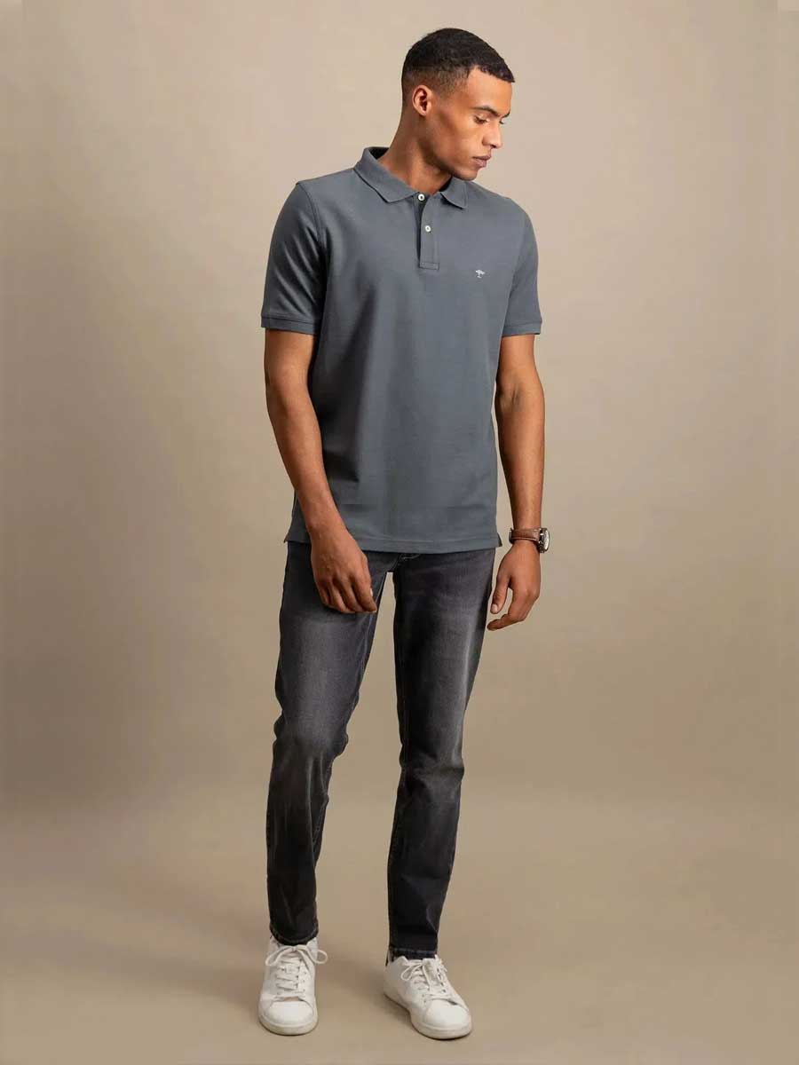 FYNCH HATTON Pique Polo Shirt - Men's Supima Cotton – Asphalt