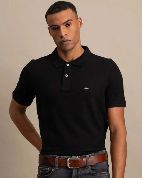 FYNCH HATTON Pique Polo Shirt - Men's Supima Cotton – Black