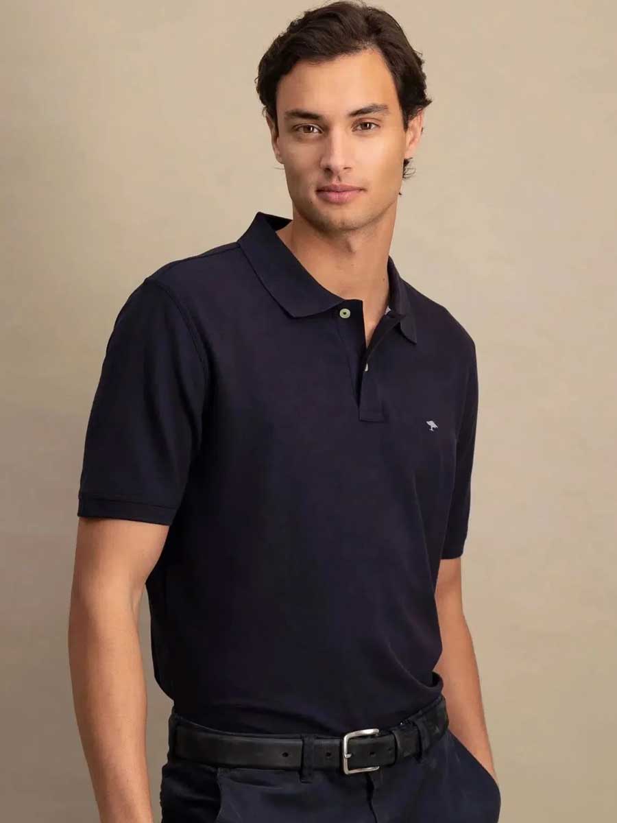FYNCH HATTON Pique Polo Shirt - Men's Supima Cotton – Navy