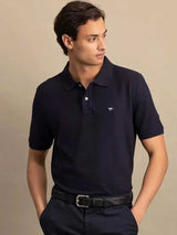 FYNCH HATTON Pique Polo Shirt - Men's Supima Cotton – Navy