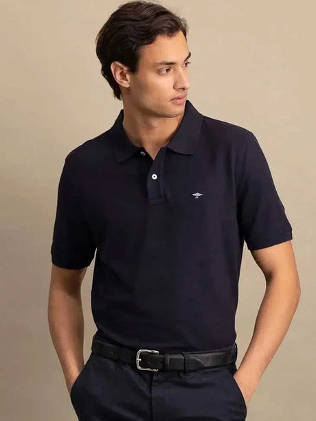 FYNCH HATTON Pique Polo Shirt - Men's Supima Cotton – Navy