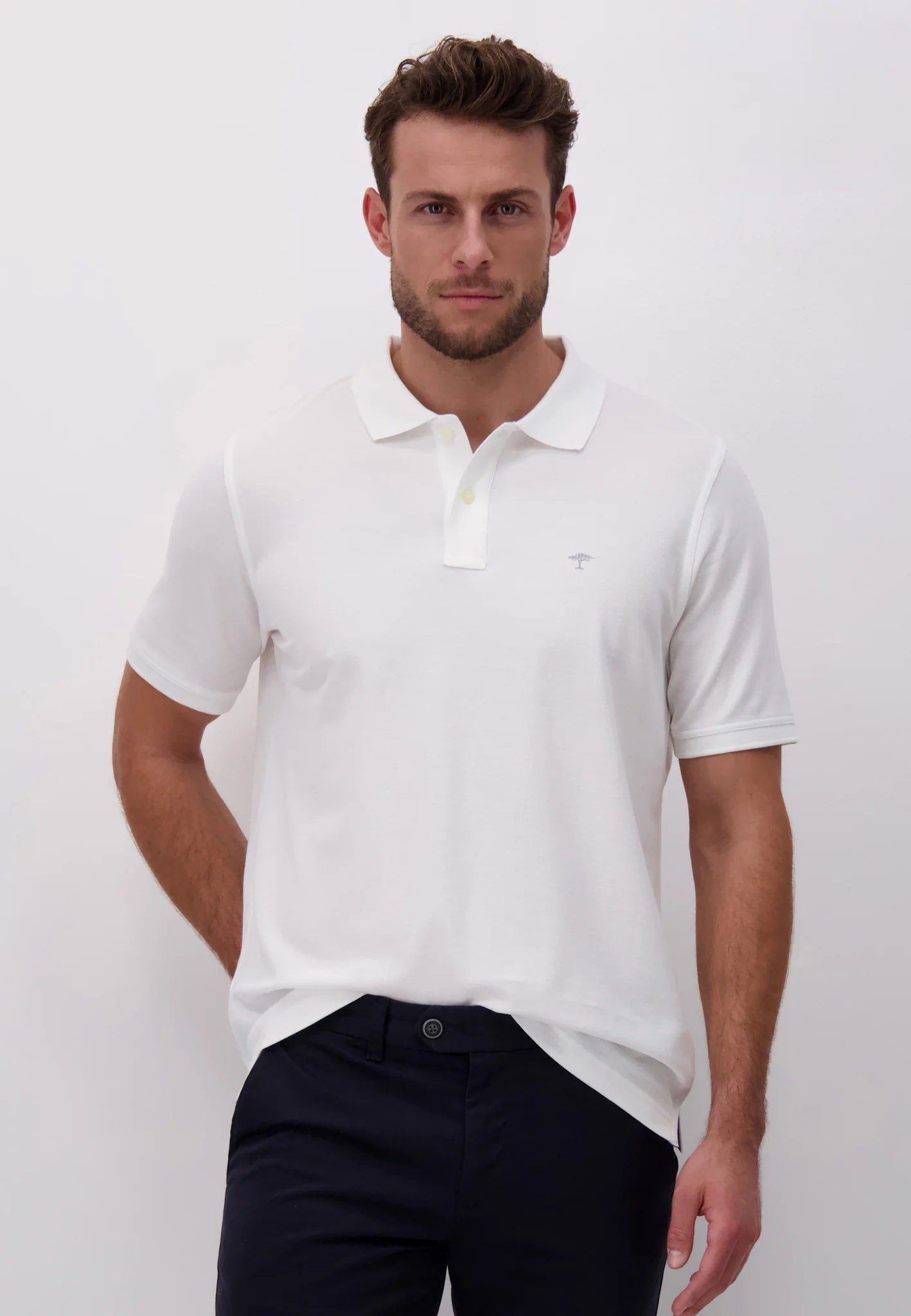 FYNCH HATTON Pique Polo Shirt - Men's Supima Cotton – White