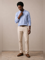 FYNCH HATTON Polo Collar Sweater - Men's Fine Knit Air Cotton – Air Blue - view 3