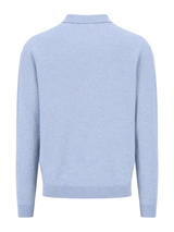 FYNCH HATTON Polo Collar Sweater - Men's Fine Knit Air Cotton – Air Blue - view 5