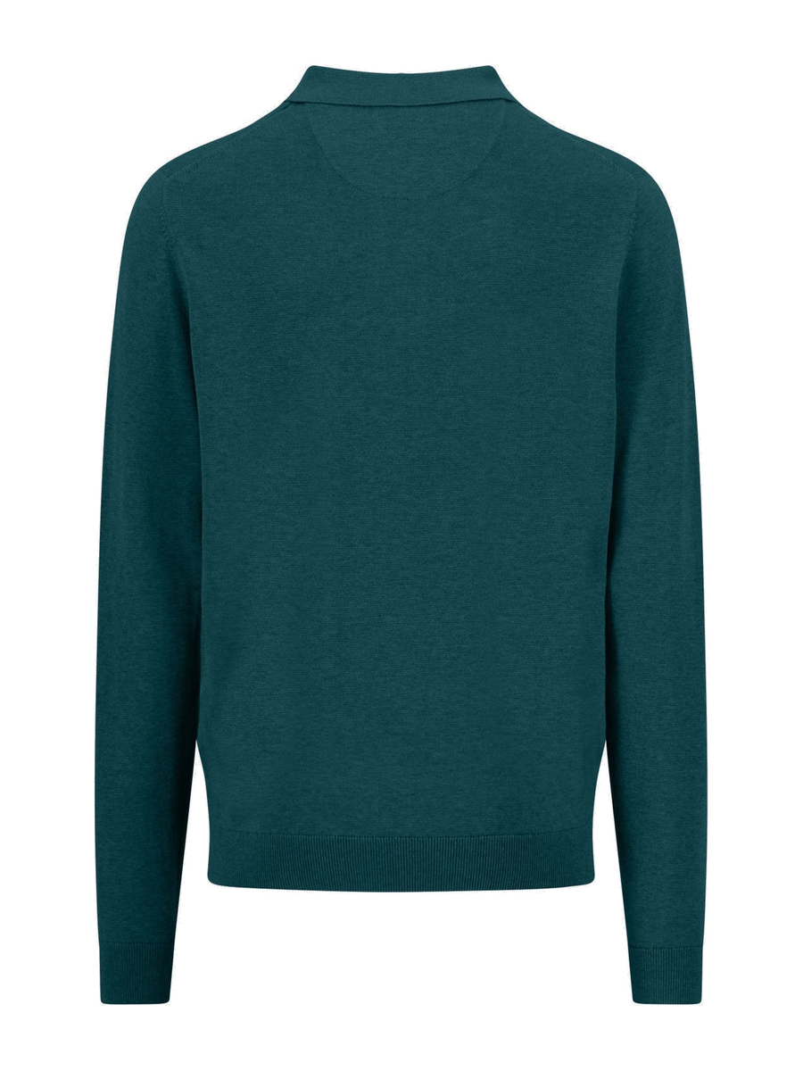 FYNCH HATTON Polo Collar Sweater - Men's Fine Knit Air Cotton – Teal - view 2