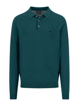 FYNCH HATTON Polo Collar Sweater - Men's Fine Knit Air Cotton – Teal