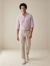 FYNCH HATTON Poplin Stripe Shirt - Men's Cotton Button-Down – Grape - view 3