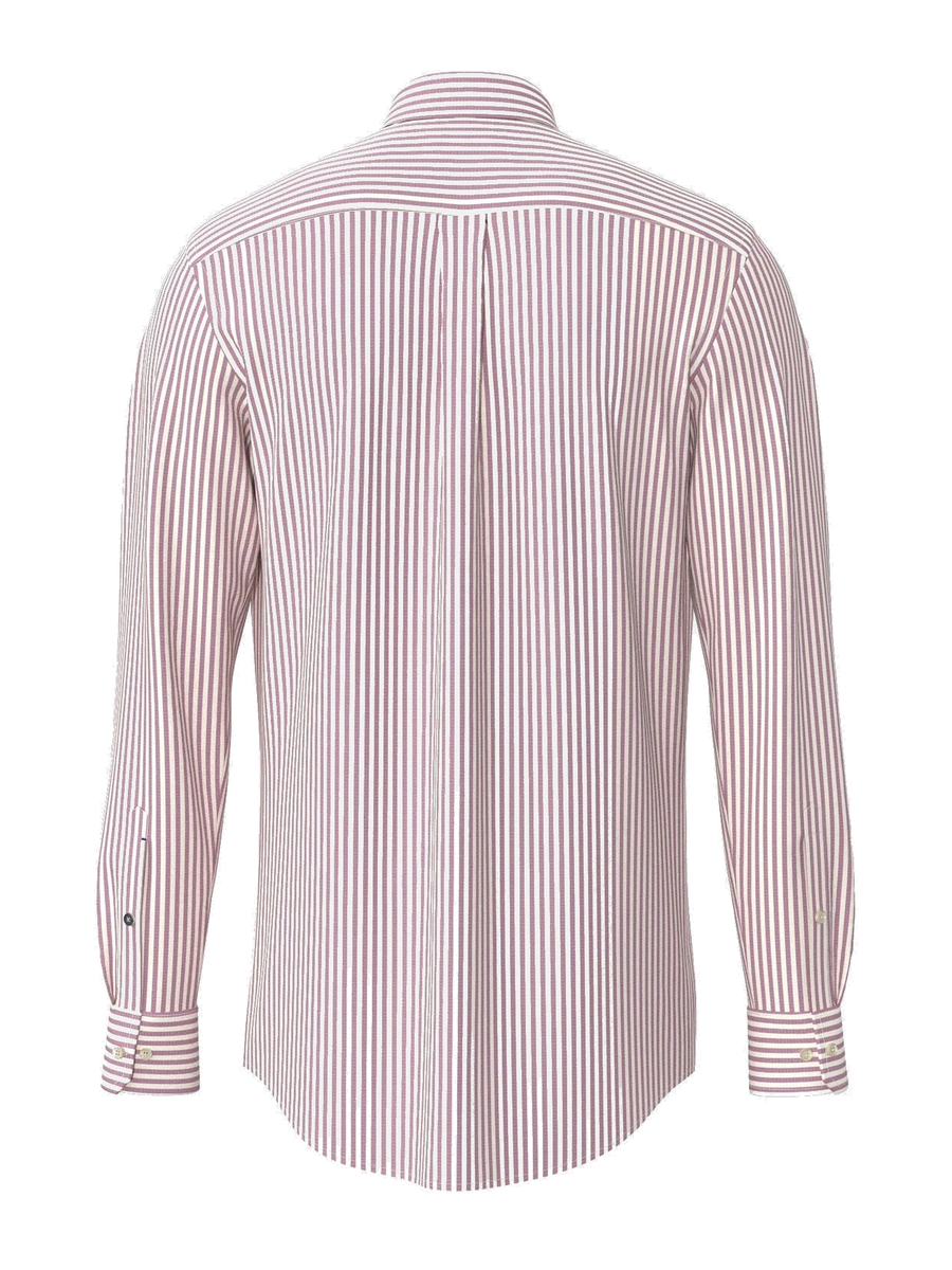 FYNCH HATTON Poplin Stripe Shirt - Men's Cotton Button-Down – Grape - view 5