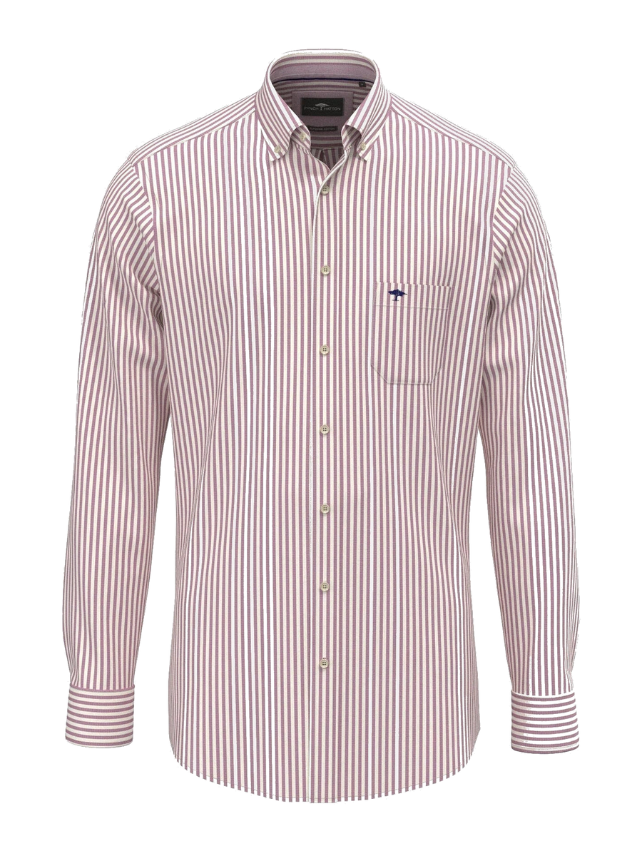 FYNCH HATTON Poplin Stripe Shirt - Men's Cotton Button-Down – Grape