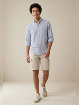 FYNCH HATTON Poplin Stripe Shirt - Men's Cotton Button-Down – Navy - view 3