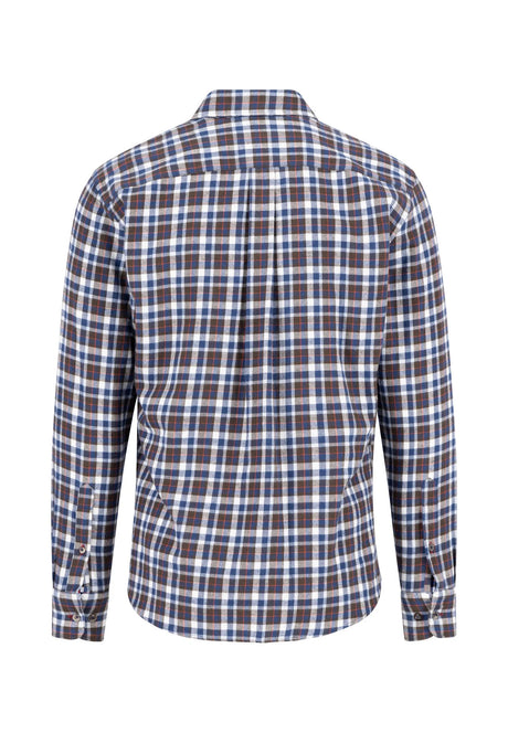 FYNCH HATTON Premium Flannel Check Shirt – Men's Button-Down – Dark Chocolate