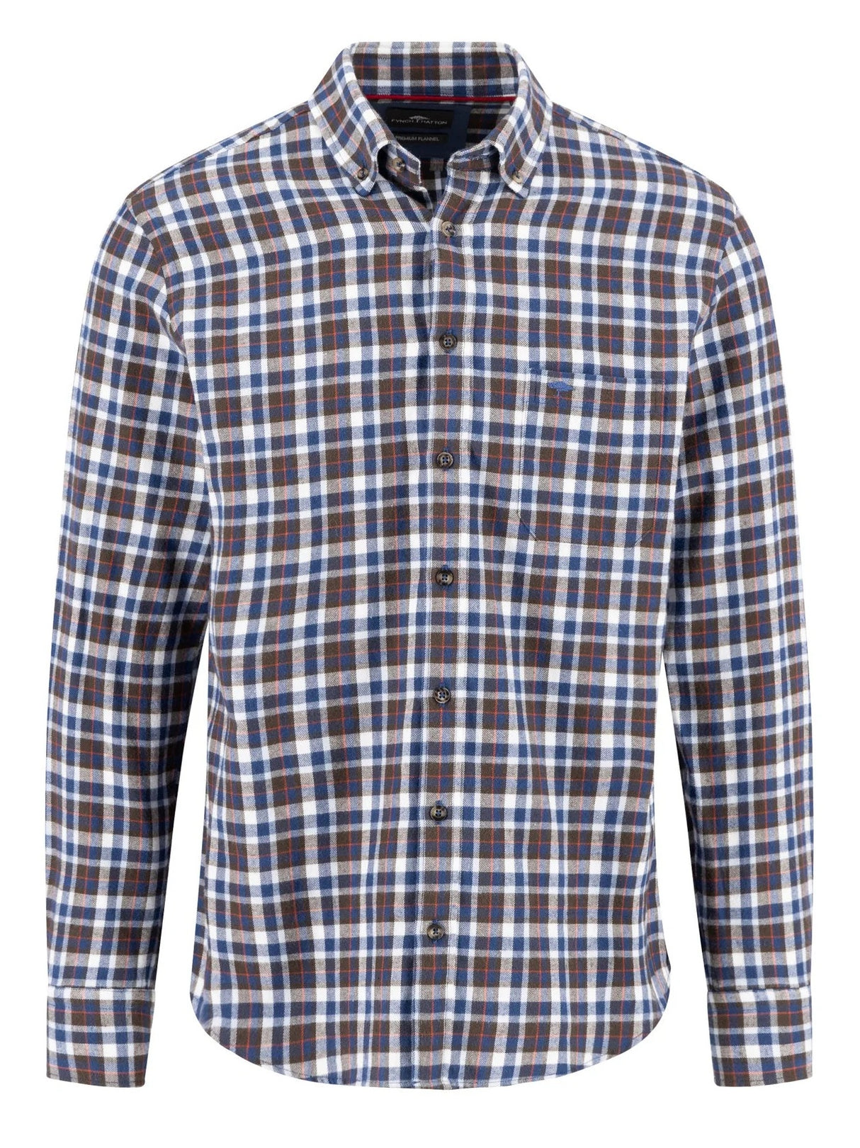 FYNCH HATTON Premium Flannel Check Shirt – Men's Button-Down – Dark Chocolate