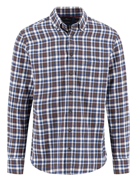 FYNCH HATTON Premium Flannel Check Shirt – Men's Button-Down – Dark Chocolate