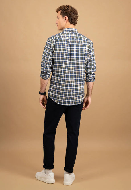 FYNCH HATTON Premium Flannel Check Shirt – Men's Button-Down – Dark Ivy