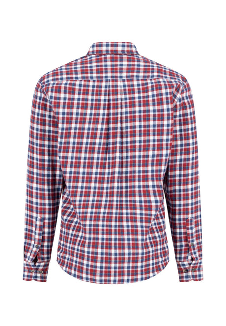 FYNCH HATTON Premium Flannel Check Shirt – Men's Button-Down – Garnet Red