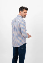 Load image into Gallery viewer, FYNCH HATTON Pure Cotton Shirt - Men&#39;s – Blue / Papaya Check
