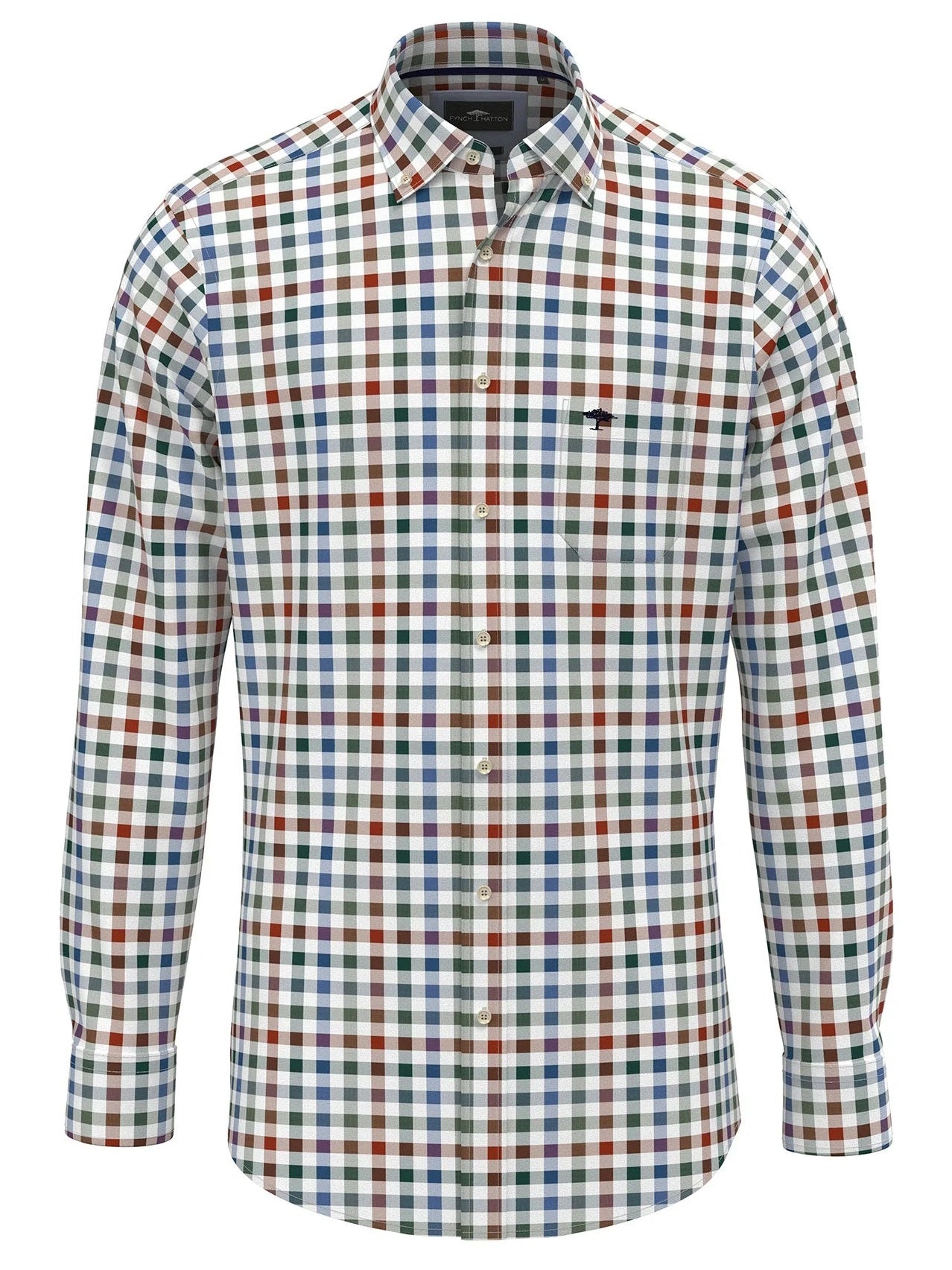 FYNCH HATTON Pure Cotton Shirt - Men's – Classic Combi Check Rust