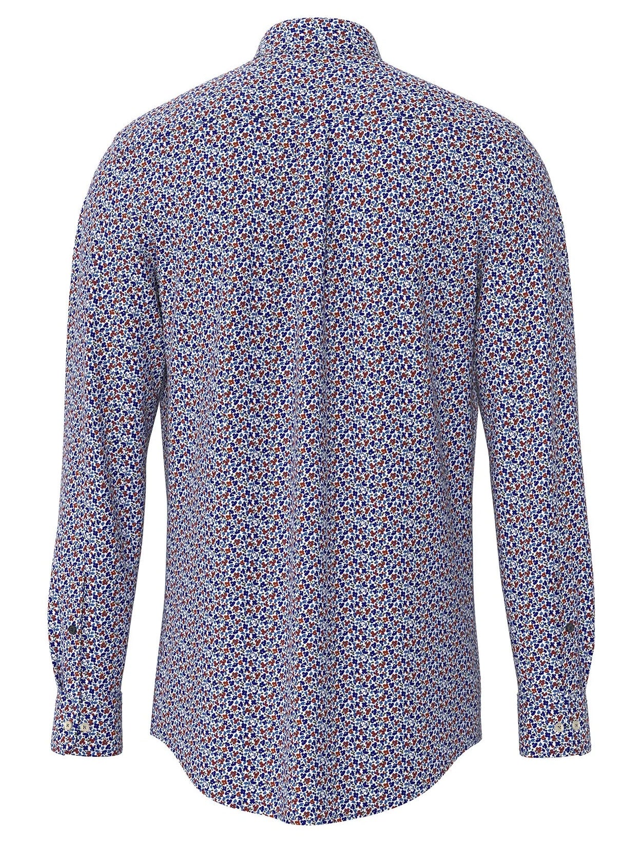 FYNCH HATTON Pure Cotton Shirt - Men's – Modern Flower Print Navy Fynch Hatton