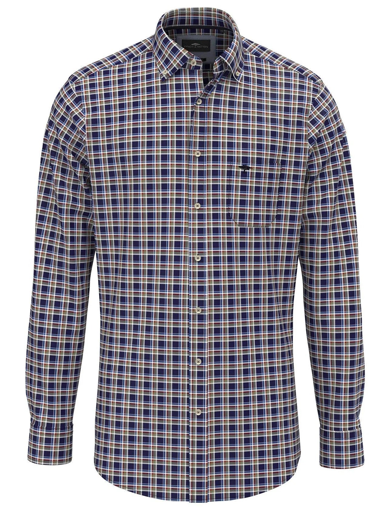 FYNCH HATTON Pure Cotton Shirt - Men's – Navy Check Fynch Hatton