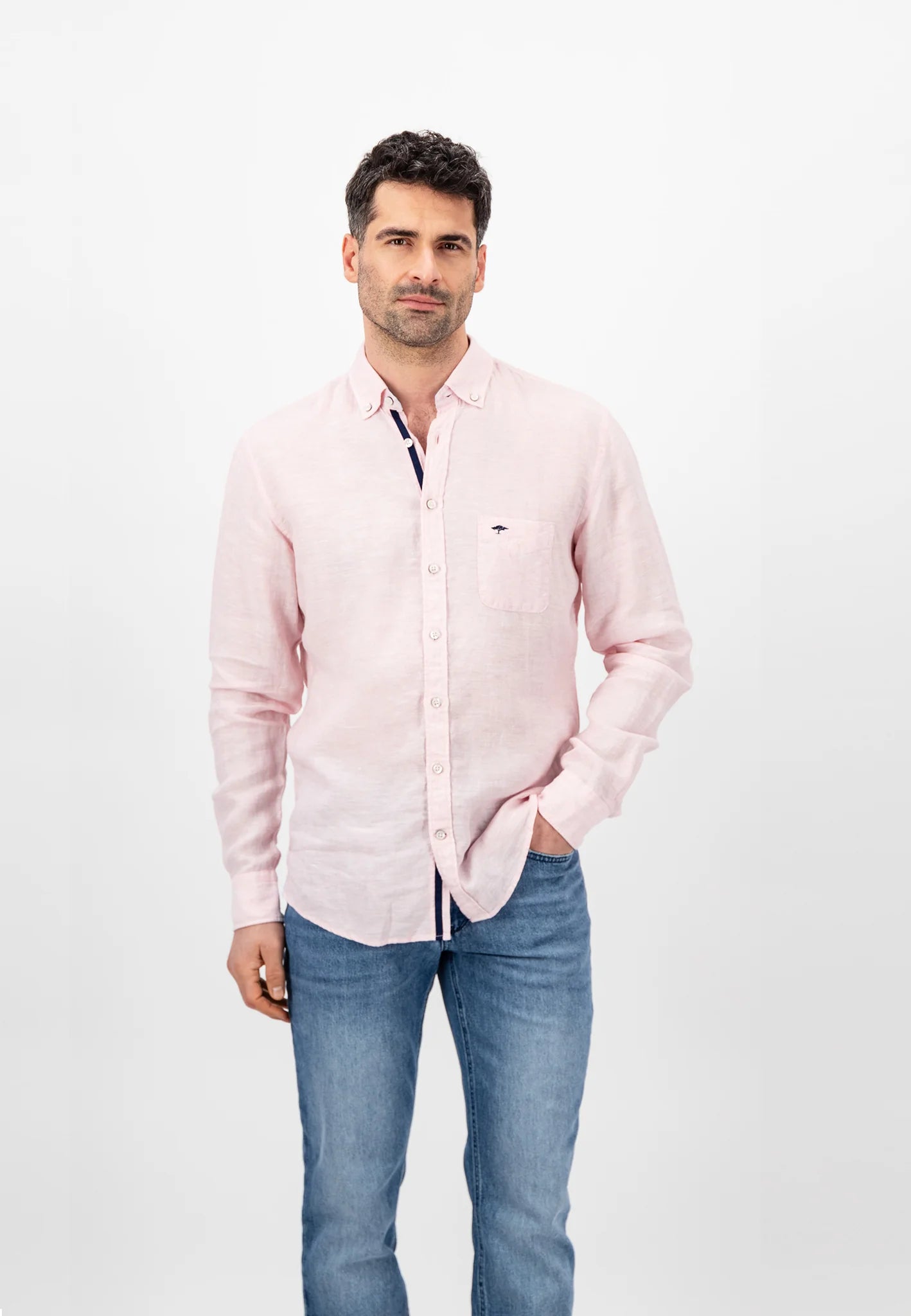 FYNCH HATTON Pure Linen Shirt - Men's – Blush Pink