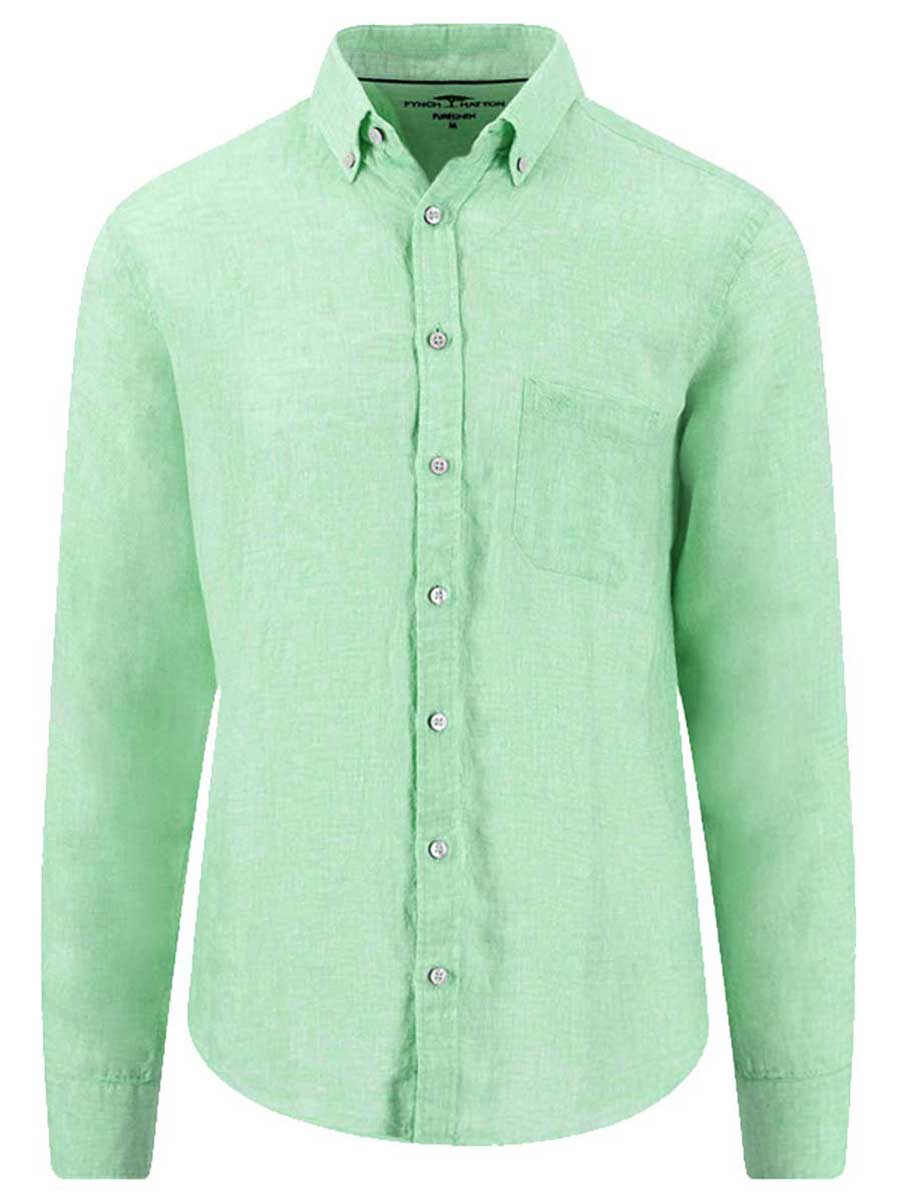 FYNCH HATTON Pure Linen Shirt - Men's – Turf Green