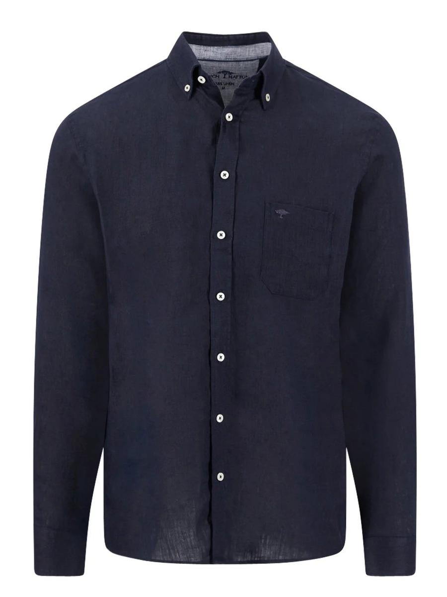 FYNCH HATTON Pure Linen Shirt - Men's – Navy