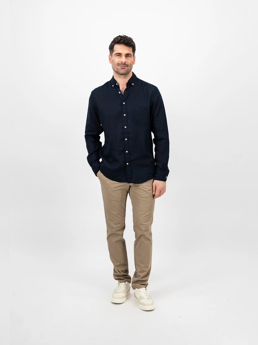 FYNCH HATTON Pure Linen Shirt - Men's – Navy Fynch Hatton