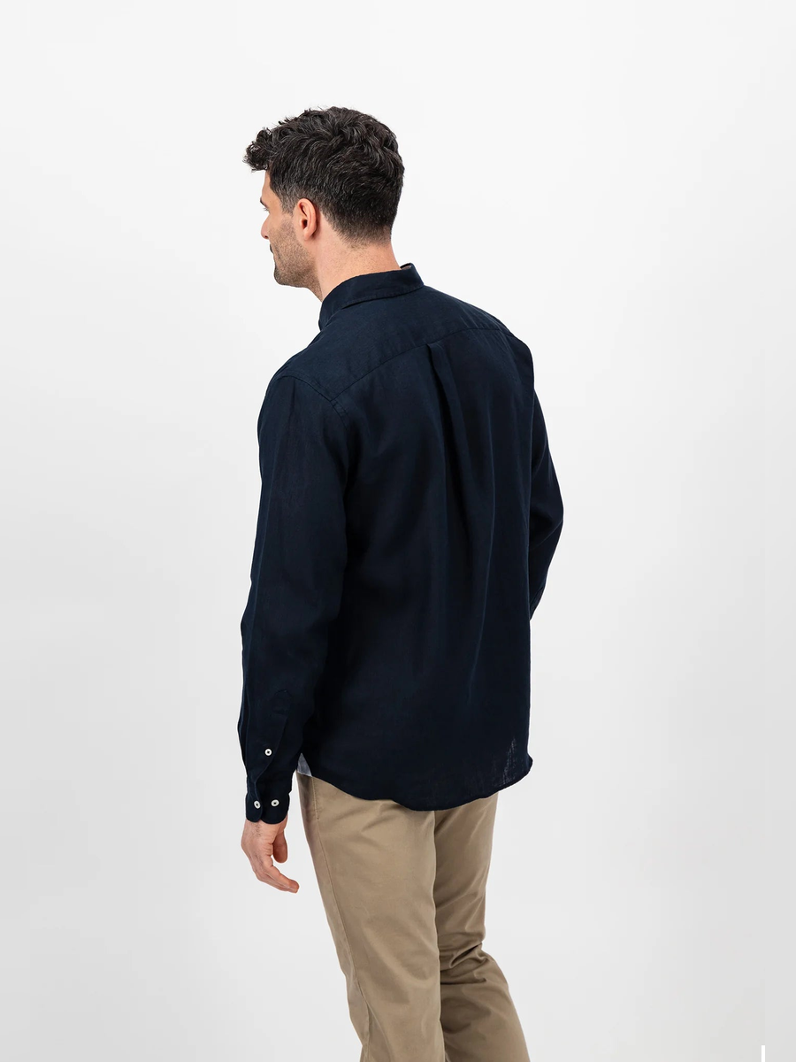 FYNCH HATTON Pure Linen Shirt - Men's – Navy Fynch Hatton