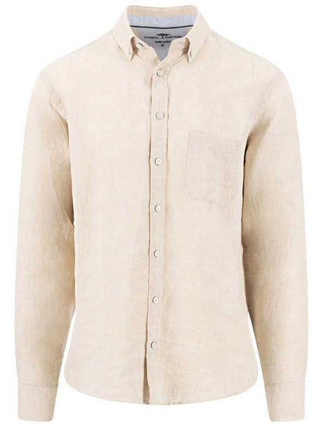 FYNCH HATTON Pure Linen Shirt - Men's – Sand