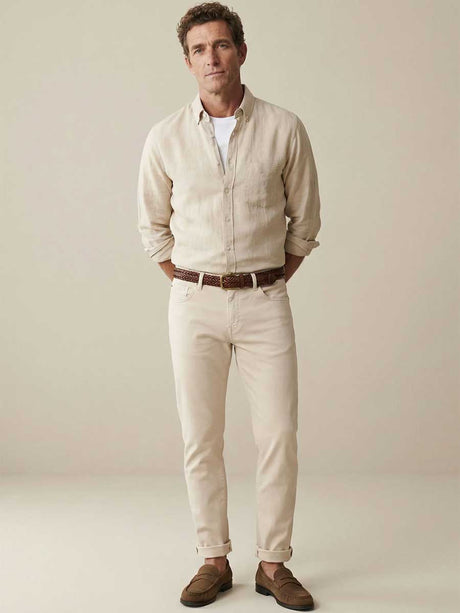 FYNCH HATTON Pure Linen Shirt - Men's – Sand