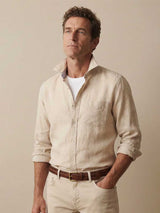 FYNCH HATTON Pure Linen Shirt - Men's – Sand