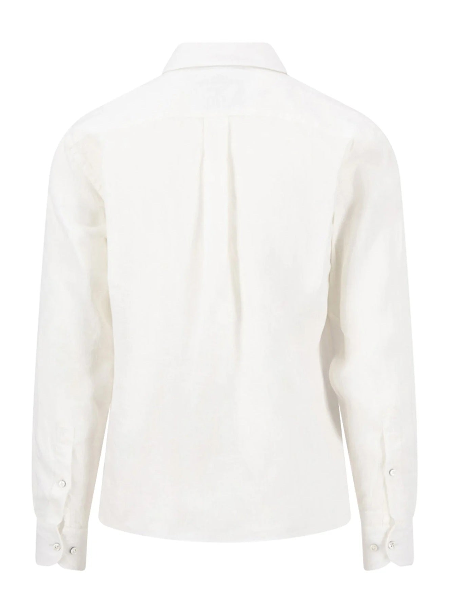 FYNCH HATTON Pure Linen Shirt - Men's - White - back view