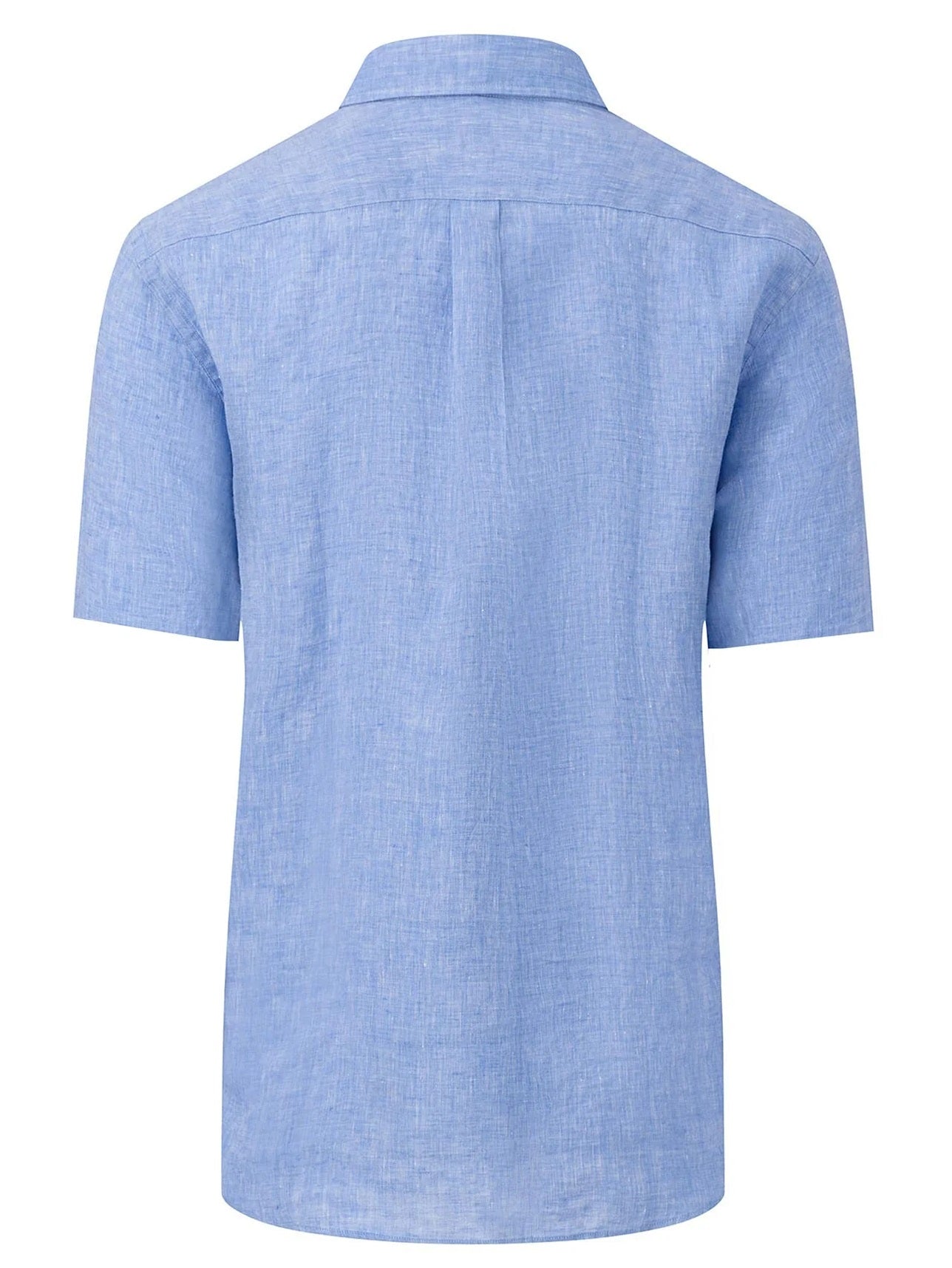 FYNCH HATTON Pure Linen Short-Sleeve Shirt - Men's – Crystal Blue