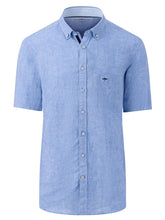 Load image into Gallery viewer, FYNCH HATTON Pure Linen Short-Sleeve Shirt - Men&#39;s – Crystal Blue
