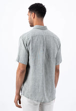 Load image into Gallery viewer, FYNCH HATTON Pure Linen Short-Sleeve Shirt - Men&#39;s – Dusty Olive
