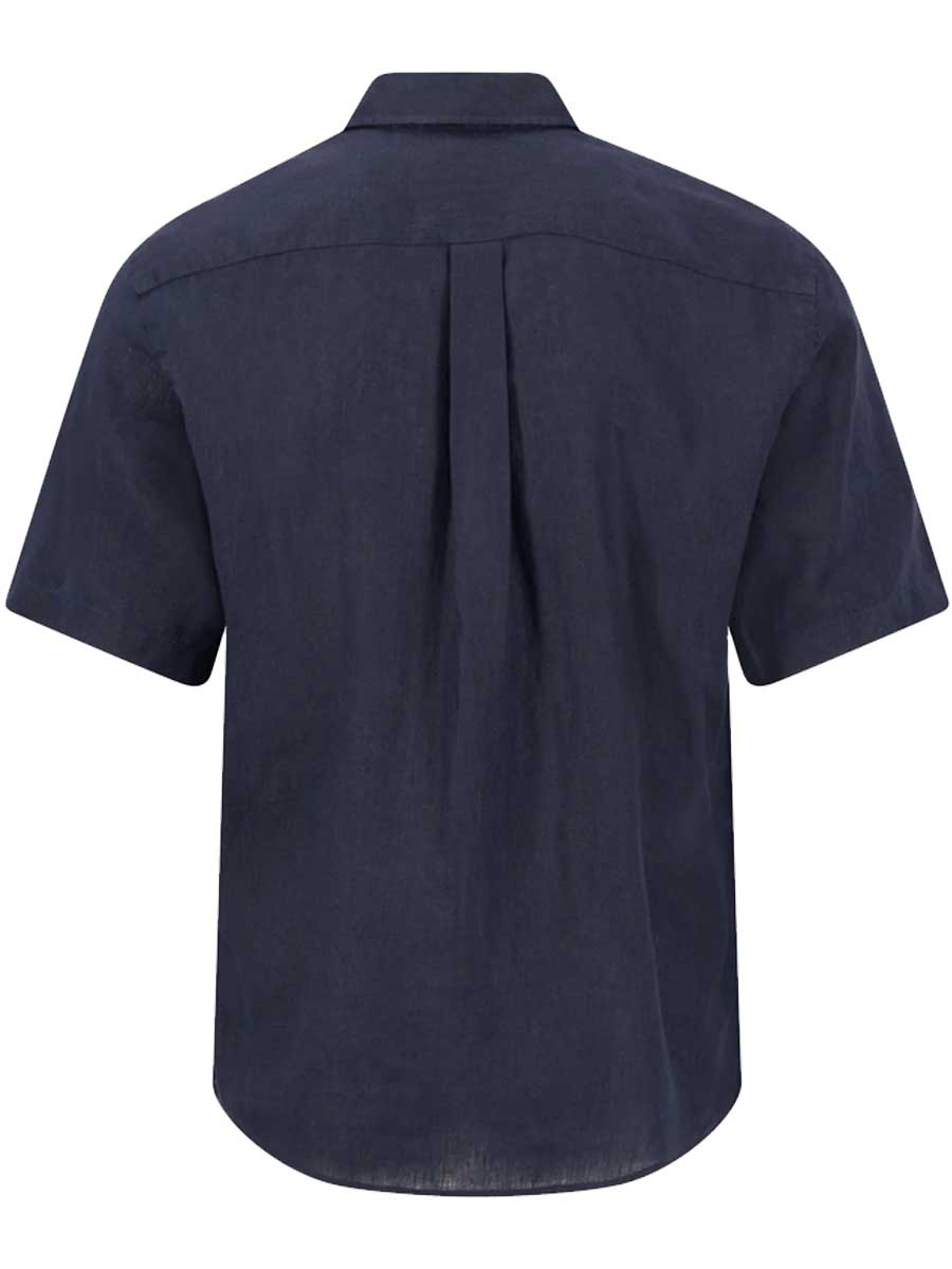 FYNCH HATTON Pure Linen Short-Sleeve Shirt - Men's – Navy