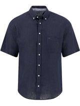 FYNCH HATTON Pure Linen Short-Sleeve Shirt - Men's – Navy