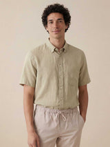 FYNCH HATTON Pure Linen Short-Sleeve Shirt - Men's – Pistachio