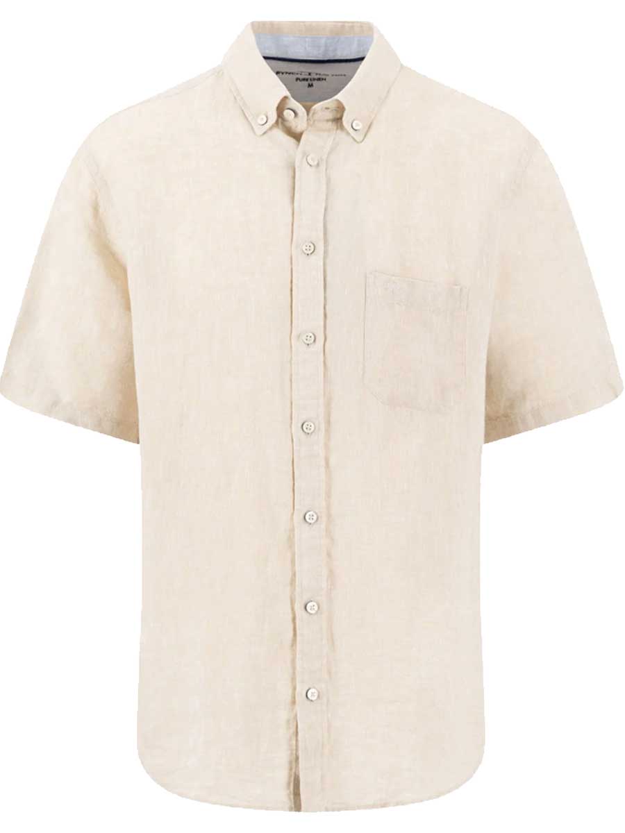 FYNCH HATTON Pure Linen Short-Sleeve Shirt - Men's – Sand